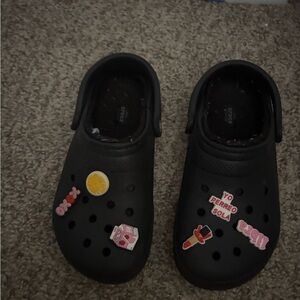 CROCS Women’s ' Black Slippers with Colorful Charms